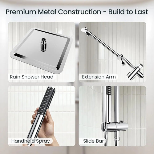 10" All Metal Rain Shower Head with Handheld, High Pressure Rainfall and Spray Combo, Chrome Silver Bathroom Accessories